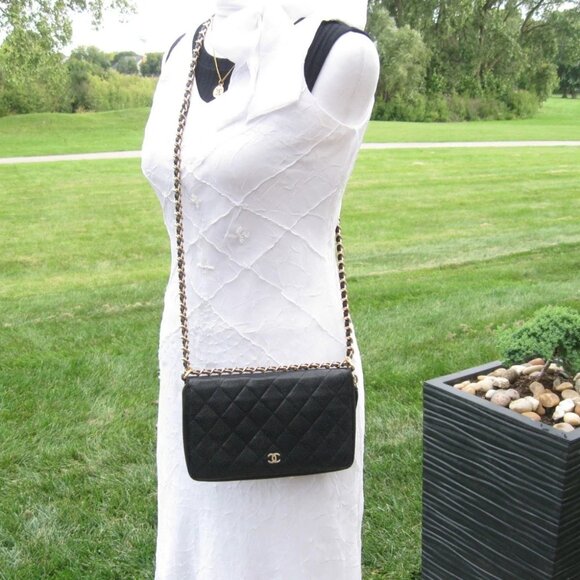 Vintage Chanel Black Caviar Leather Leather Long Bag Wallet - Picture 4 of 16